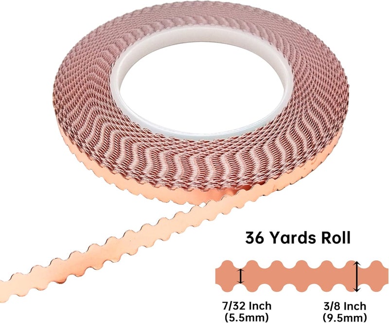 ARTIMUSES Double Edged Scalloped Copper Foil Tape for Stained Glass, DIY Handicrafts, Crafting (Small Scalloped) - Image 4